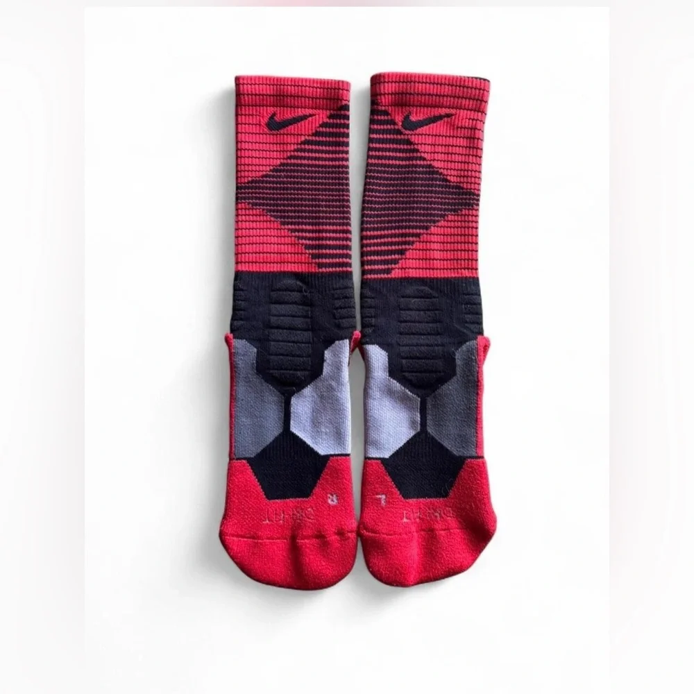 Nike Youth Hyperelite Basketball Crew Socks Red Black Size Medium